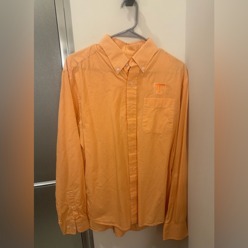 Cutter and Buck long sleeve orange button down shirt